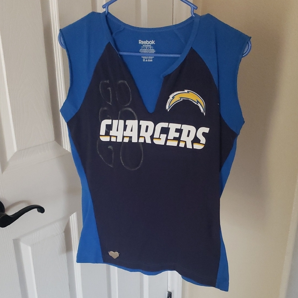 Reebok Blue and Black Chargers Tank